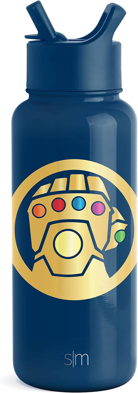 Simple Modern Marvel Thanos Water Bottle with Straw Lid Vacuum Insulated Stainless Steel Metal Thermos | Gifts for Women Men Reusable Leak Proof Flask | Summit Collection | 32oz Thanos Infinity