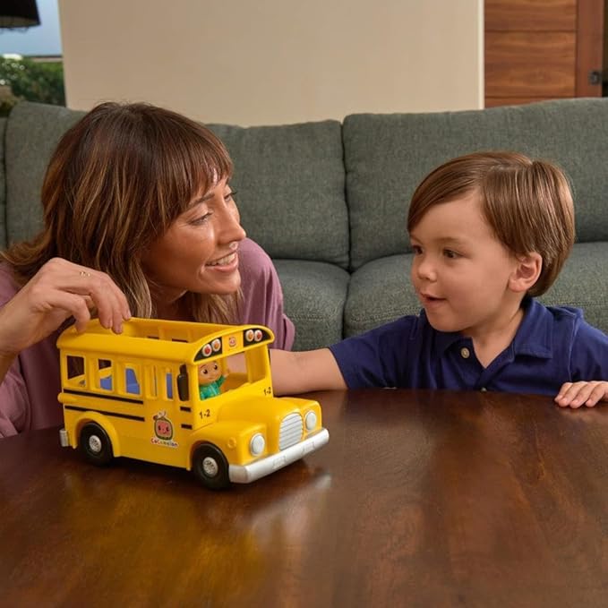 CoComelon Official Musical Yellow School Bus, Plays Clips from ‘Wheels on The Bus,’ Featuring Removable JJ Figure – Character Toys for Babies, Toddlers, and Kids