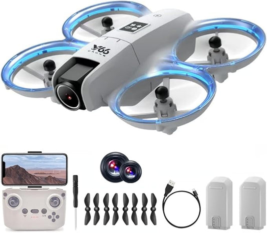 Small Drone with Dual Cameras, Propeller Guard, Altitude Hold, One-Key Takeoff, 3D Flips, 2 Batteries, Intelligent Obstacle Avoidance, Remote Control Helicopter Airplane, Hovering, APP Control, LED Lights, for Beginners FPV Palm Takeoff Mini Quadcopter...