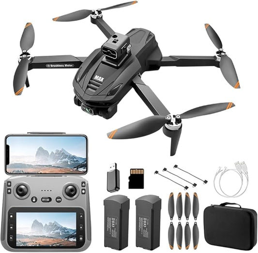 V168 Pro MAX GPS Drone with 4K EIS Camera for Adults, RC Drone with 4.5" HD Screen on Controller, 60 Mins Flight, Long Range Transmission, Follow Me, Auto Return, Brushless Motor, QuickShots, Lightweight and Foldable Quadcopter for Beginner Toy Gifts