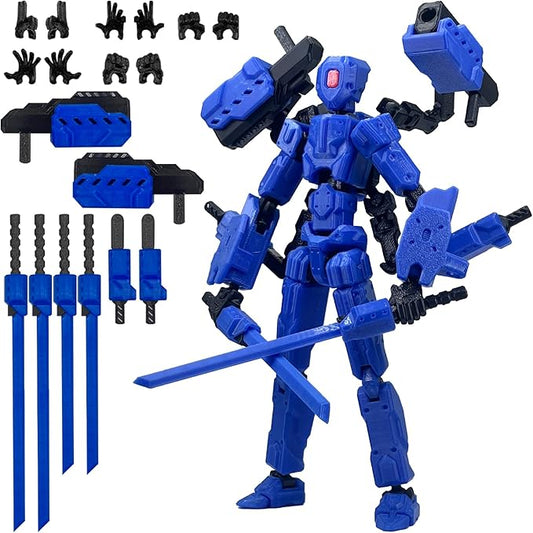 (Assembly Completed) 8 inch T13 Action Figure Set,T 13 Action Figure Multi-Articular Mobile Robot Nova T-13,Desktop Decorations for Game Lovers Toys (Blue)