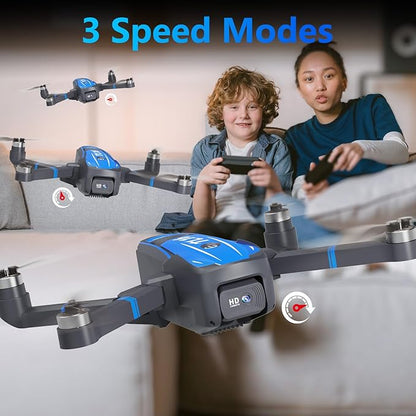 TL16 Drones with Camera for Adults 4K, Brushless Motor Mini Drone with Camera for Beginners with Headless Mode 360° Flip Gravity Control, Foldable Quadcopter for Adults, Blue