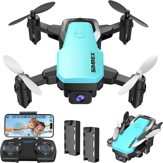 SIMREX X300C Mini Drone with Camera 720P HD FPV, RC Quadcopter Foldable Drone With Altitude Hold, 3D Flip, Headless Mode, Gravity Control and 2 Batteries, Gifts for Kids, Adults, Beginner (NEW BLUE)
