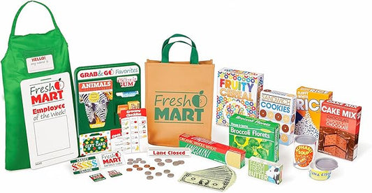 Melissa & Doug Fresh Mart Companion Set, Grocery Store Pretend Play Toys, Toy Kitchen Accessories & Play Food, Preschool Learning Toys for Girls & Boys 3+