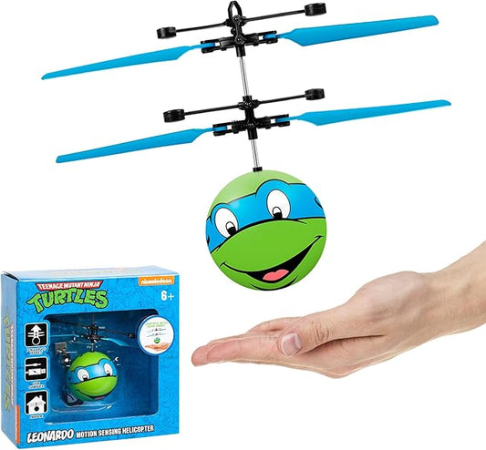 World Tech Toys Ninja Turtles Leonardo Flying Toy – Motion Sensing Flying Ball with USB Charging - TMNT Licensed - Indoor/Outdoor Drone for Kids Ages 6+