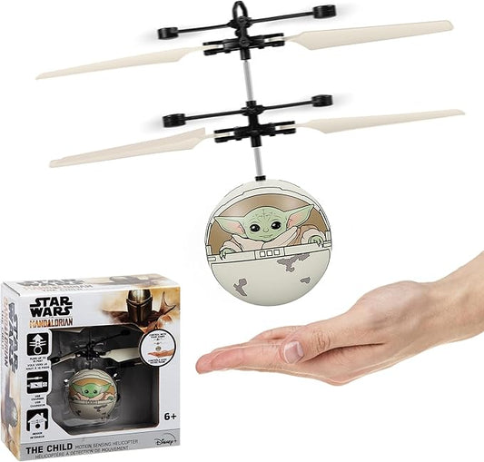World Tech Toys Star Wars Baby Yoda Flying Toy – Motion Sensing Flying Ball with USB Charging - Star Wars Licensed - Indoor/Outdoor Drone for Kids Ages 6+