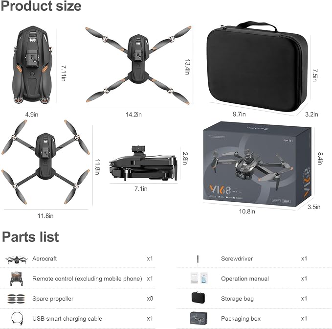 V168 4K UHD Drone with GPS Return, 90° Adjustable Camera, 5G HD Transmission, 30 Min Flight, 3000M Range, Obstacle Avoidance, Brushless Motor, Follow Me & Waypoint Fly (Black)