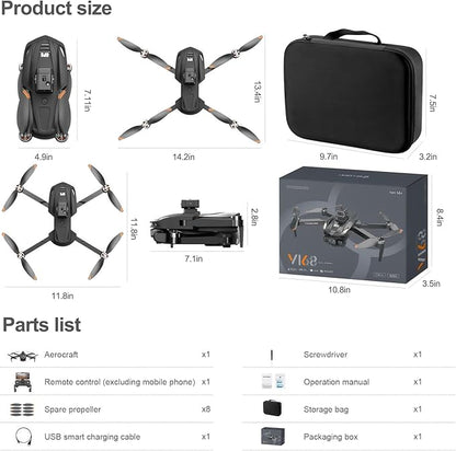 V168 4K UHD Drone with GPS Return, 90° Adjustable Camera, 5G HD Transmission, 30 Min Flight, 3000M Range, Obstacle Avoidance, Brushless Motor, Follow Me & Waypoint Fly (Black)