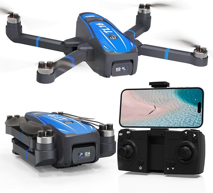 TL16 Drones with Camera for Adults 4K, Brushless Motor Mini Drone with Camera for Beginners with Headless Mode 360° Flip Gravity Control, Foldable Quadcopter for Adults, Blue