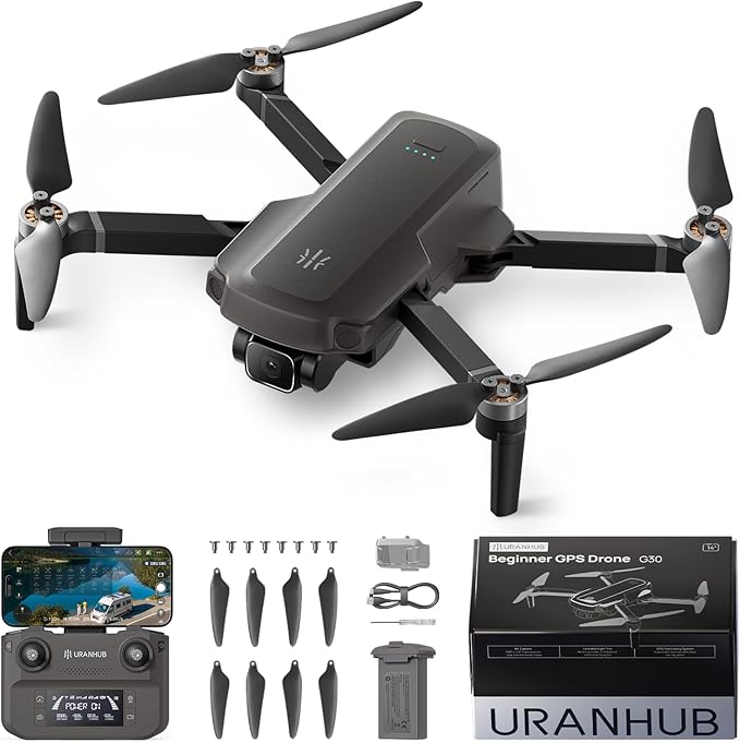 UranHub G30 Drone with 4K UHD Camera for Adults, GPS Drones for Kids/Beginner, Auto Return/Beginner Mode/Brushless Motor/Intelligent Flight, Cool Toys for Men Boys(Under 249 g)