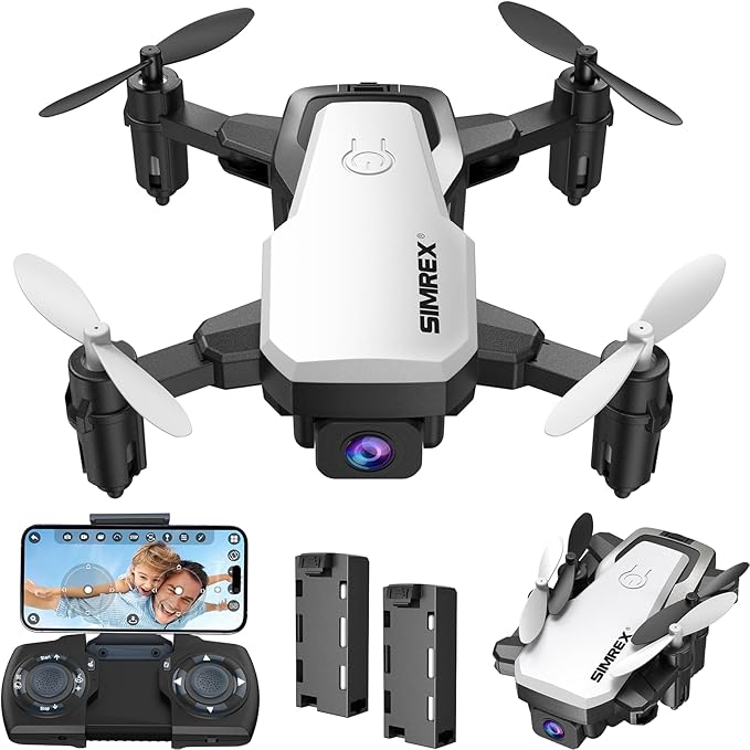 SIMREX X300C Mini Drone with Camera 720P HD FPV, RC Quadcopter Foldable Drone With Altitude Hold, 3D Flip, Headless Mode, Gravity Control and 2 Batteries, Gifts for Kids, Adults, Beginner (White)