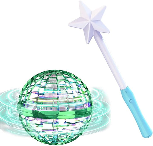 ATHLERIA Green Flying Orb Ball with Wand,Cool Stuff Gadgets Christmas Birthday Gifts Toys for Boy Girl Teens 6 7 8 9 10+ Year Old, Hover Boomerang Mini Drones for Kids,Flying Spinner