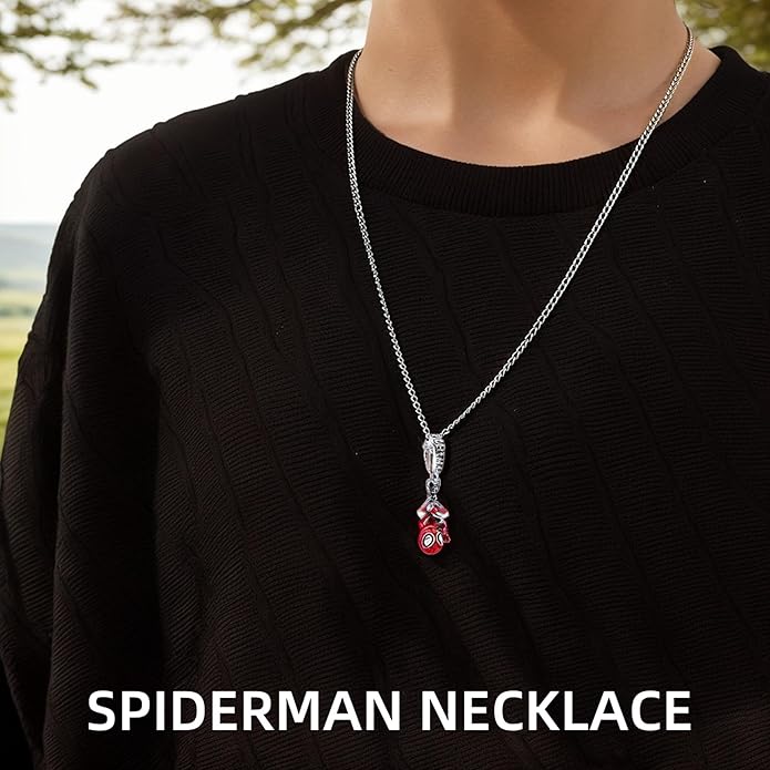 SpiderMan Pendant Necklace for Women and Man,Red Adjustable Spider Jewelry Chain,Ideal Spider Man's Pink Gift for spider man Fans,Cosplay,Daily Wear