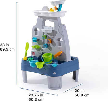 Step2 Misting Mountain & Waterfall Water Table with 21-Piece Accessory Set, Plastic, Ages 18 Months–5 Years, Gray