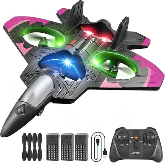 4DRC V32 Foam RC Planes with 3 Batteries, Remote Control Airplanes for Girls Boys Adults, RC Drone Airplane Helicopter Fighter Jet with Light, Fighter Jet Toys, Airplane Toy Gifts