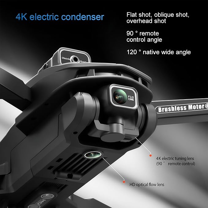 V168 4K UHD Drone with GPS Return, 90° Adjustable Camera, 5G HD Transmission, 30 Min Flight, 3000M Range, Obstacle Avoidance, Brushless Motor, Follow Me & Waypoint Fly (Black)