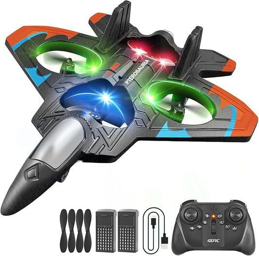4DRC V32 Foam Remote Control Airplanes RC Planes for Kids Adults, RC Airplane Helicopter Drone Fighter Jet with Light, 360° Flip, Stunt Roll, Airplane Toy Gifts for Kids Boys Adults Beginners
