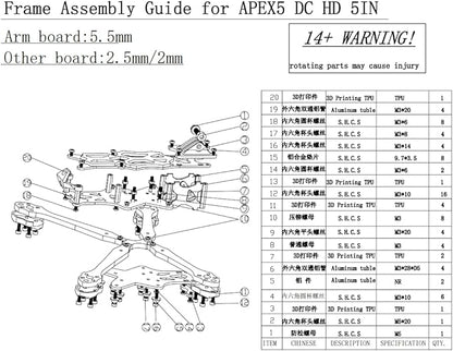 YoungRC 250mm HD DC5 FPV Racing Drone Frame 5 inch Carbon Fiber Quadcopter Frame Kit for DC HD FPV Freestyle RC Drone