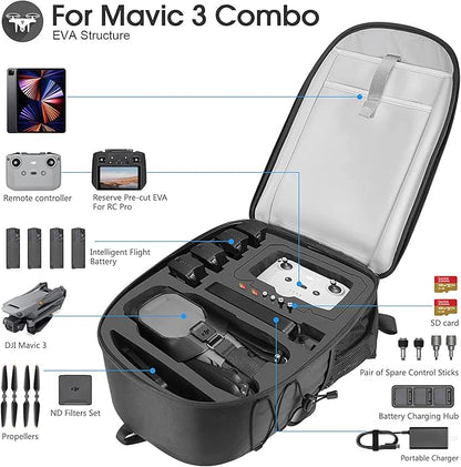 Smatree Professional Backpack for DJI Mavic 3/Mavic 3 Classic/3E/3T Combo, Waterproof Backpack Bag for DJI Mavic 3/Mavic 3 Classic/Mavic 3E/Mavic 3T Drone Accessories(NOT Fit for Mavic 3 Pro)