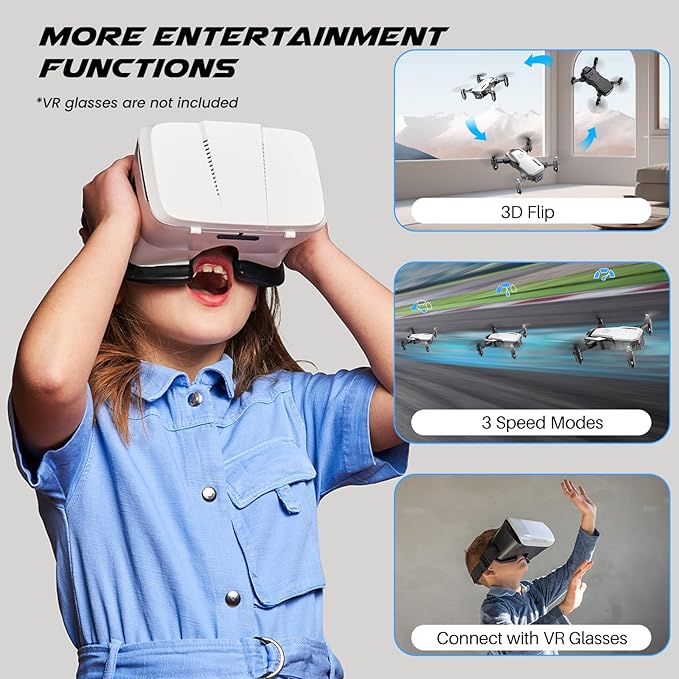 SIMREX X300C Mini Drone with Camera 720P HD FPV, RC Quadcopter Foldable Drone With Altitude Hold, 3D Flip, Headless Mode, Gravity Control and 2 Batteries, Gifts for Kids, Adults, Beginner (White)