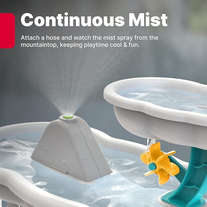 Step2 Misting Mountain & Waterfall Water Table with 21-Piece Accessory Set, Plastic, Ages 18 Months–5 Years, Gray