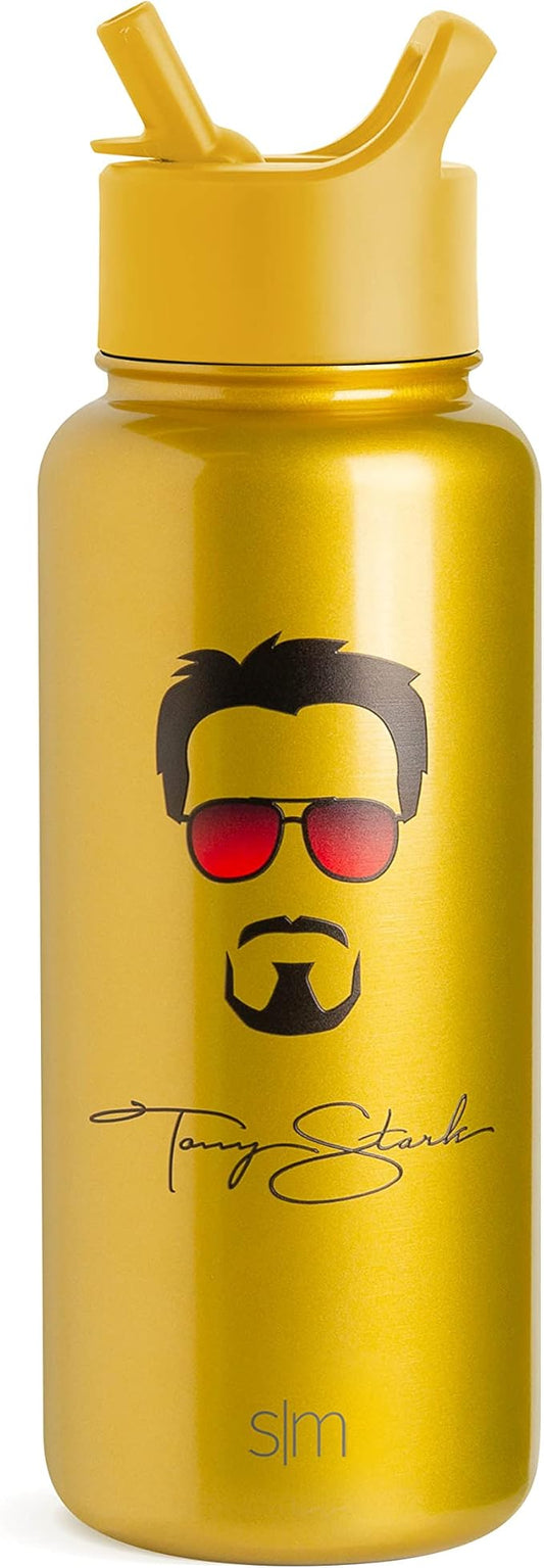 Simple Modern Officially Licensed Disney Marvel Iron Man Water Bottle with Straw Lid Vacuum Insulated Stainless Steel Metal Thermos | Reusable Leak Proof Flask for Gym | Summit Collection | 32oz