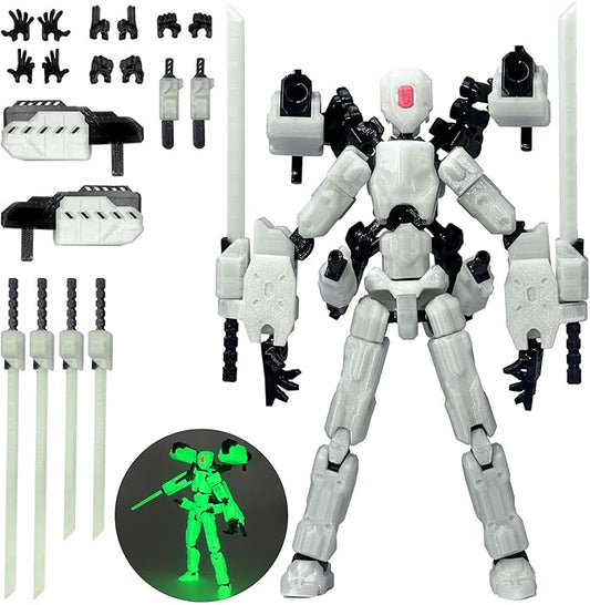 (Assembly Completed) 8 inch T13 Action Figure,T 13 Action Figure Multi-Articular Mobile Robot Nova T-13,Desktop Decorations for Game Lovers Toys (Luminous Color)