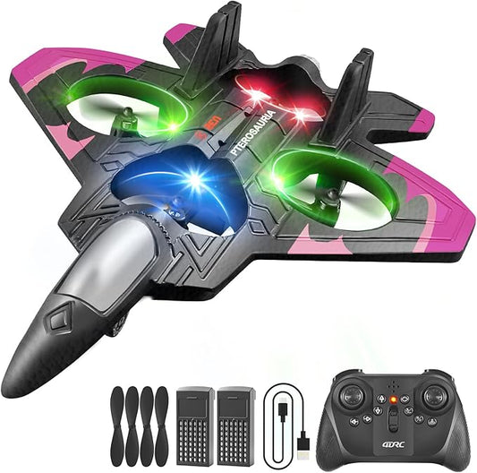 4DRC V32 Foam RC Planes Remote Control Airplanes for Girls Boys Adults, RC Drone Airplane Helicopter Fighter Jet with Light, Fighter Jet Toys, Airplane Toy Gifts for Kids Adults Beginners