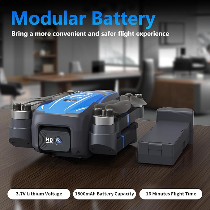 TL16 Drones with Camera for Adults 4K, Brushless Motor Mini Drone with Camera for Beginners with Headless Mode 360° Flip Gravity Control, Foldable Quadcopter for Adults, Blue