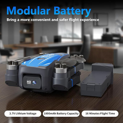 TL16 Drones with Camera for Adults 4K, Brushless Motor Mini Drone with Camera for Beginners with Headless Mode 360° Flip Gravity Control, Foldable Quadcopter for Adults, Blue