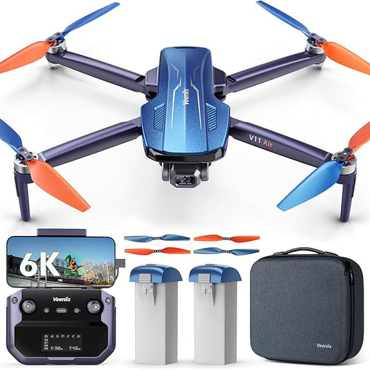 V11Air Drone with 6K UHD Camera for Adults, 3-Axis Brushless Gimbal, 4K/30FPS Video, 70Mins Flight Time with 2 Batteries Professional Quadcopter, 10000ft FPV Digital Transmission and Auto Return