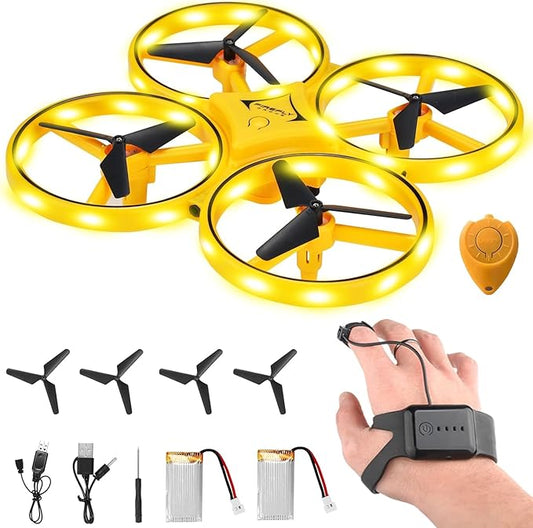 2026 Upgraded Hand Controlled Drone for Kids Small Rc Quadcopter Aircraft With Smart Watch, Cool LED Remote Control Drone 360° Flips, 3 Modes, 2 Larger Capacity Batteries