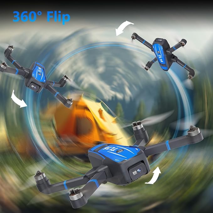 TL16 Drones with Camera for Adults 4K, Brushless Motor Mini Drone with Camera for Beginners with Headless Mode 360° Flip Gravity Control, Foldable Quadcopter for Adults, Blue