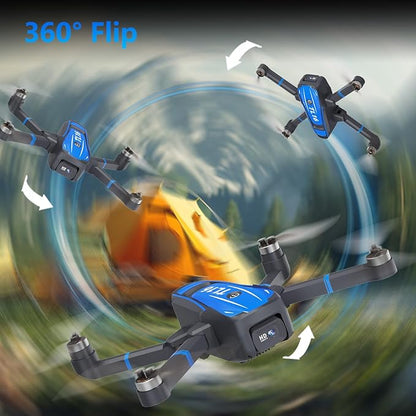 TL16 Drones with Camera for Adults 4K, Brushless Motor Mini Drone with Camera for Beginners with Headless Mode 360° Flip Gravity Control, Foldable Quadcopter for Adults, Blue