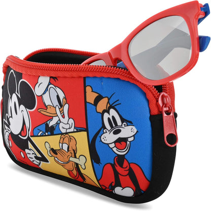 Mickey Mouse Kids Sunglasses with Kids Glasses Case, Protective Toddler Sunglasses