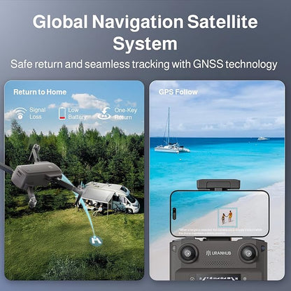 UranHub G30 Drone with 4K UHD Camera for Adults, GPS Drones for Kids/Beginner, Auto Return/Beginner Mode/Brushless Motor/Intelligent Flight, Cool Toys for Men Boys(Under 249 g)