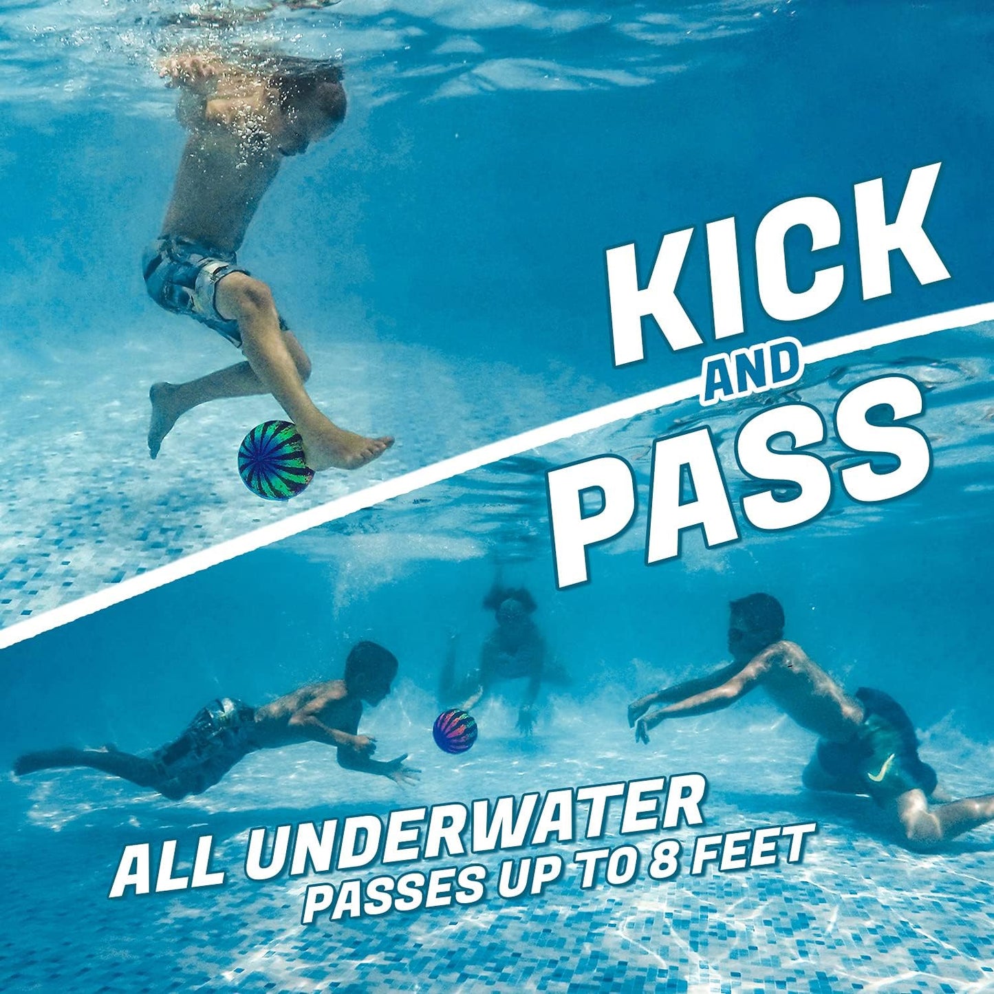 Watermelon Ball Pool Toys for Adults and Family - 2 Pack of 6 1/2" & 9" Kids, Teens, Everyone Swimming Games, Water Football, Tag, Diving Beach Play Fun Accessories