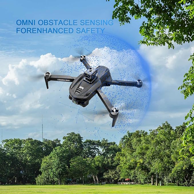 V168 4K UHD Drone with GPS Return, 90° Adjustable Camera, 5G HD Transmission, 30 Min Flight, 3000M Range, Obstacle Avoidance, Brushless Motor, Follow Me & Waypoint Fly (Black)