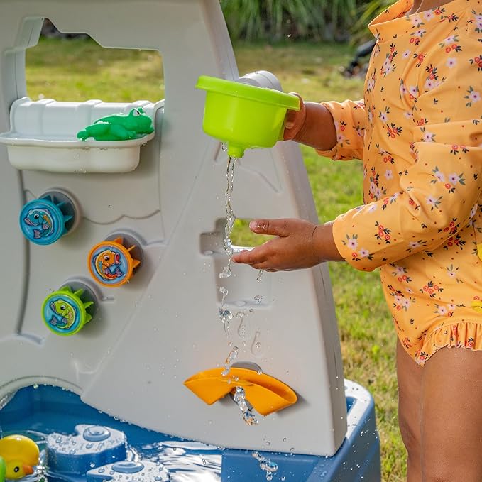 Step2 Misting Mountain & Waterfall Water Table with 21-Piece Accessory Set, Plastic, Ages 18 Months–5 Years, Gray