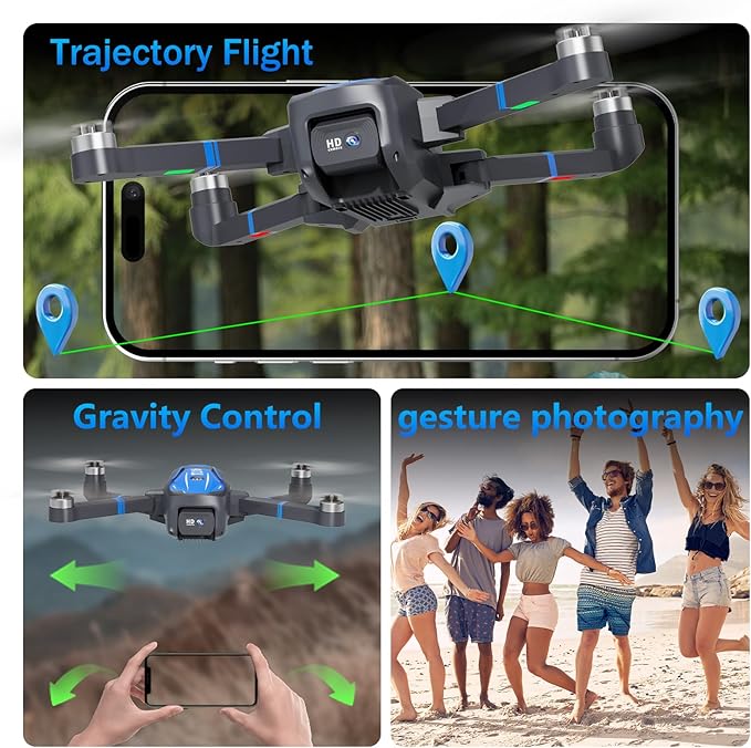 TL16 Drones with Camera for Adults 4K, Brushless Motor Mini Drone with Camera for Beginners with Headless Mode 360° Flip Gravity Control, Foldable Quadcopter for Adults, Blue