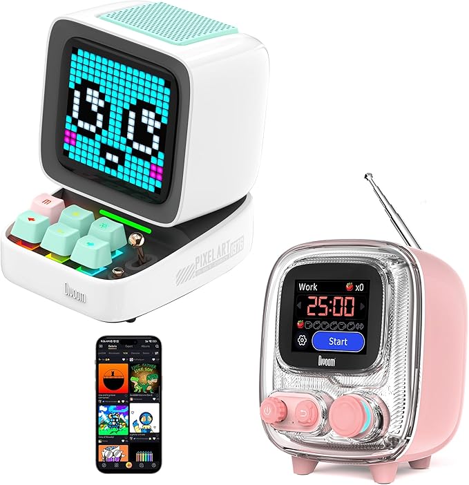 Divoom Ditoo and Tiivoo-2,Pixel Art Bluetooth Speaker,Suitble for Home,Room,Outdoor,Kitchen
