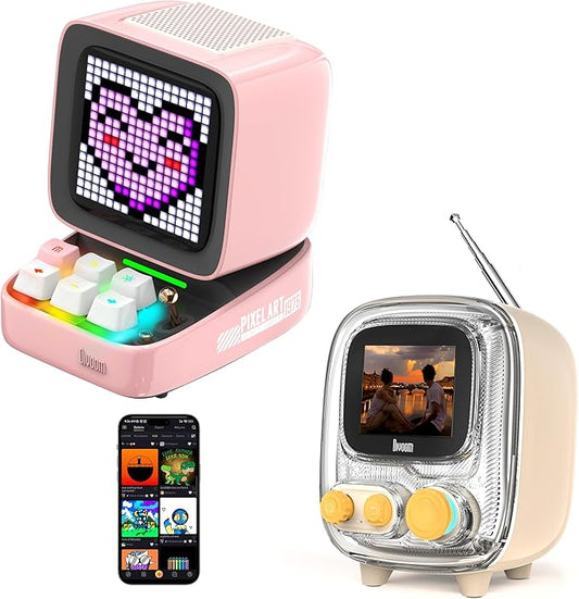 Divoom Ditoo and Tiivoo-2,Pixel Art Bluetooth Speaker,Suitble for Home,Room,Outdoor,Kitchen